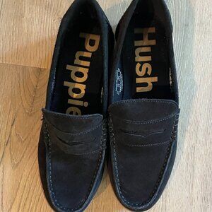 Hush Puppies Women's Medium Moyen Black Suede Slip-on Loafers 6.5